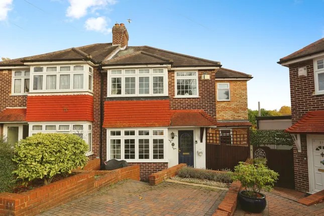 Suburban semi-detached family home with driveway
